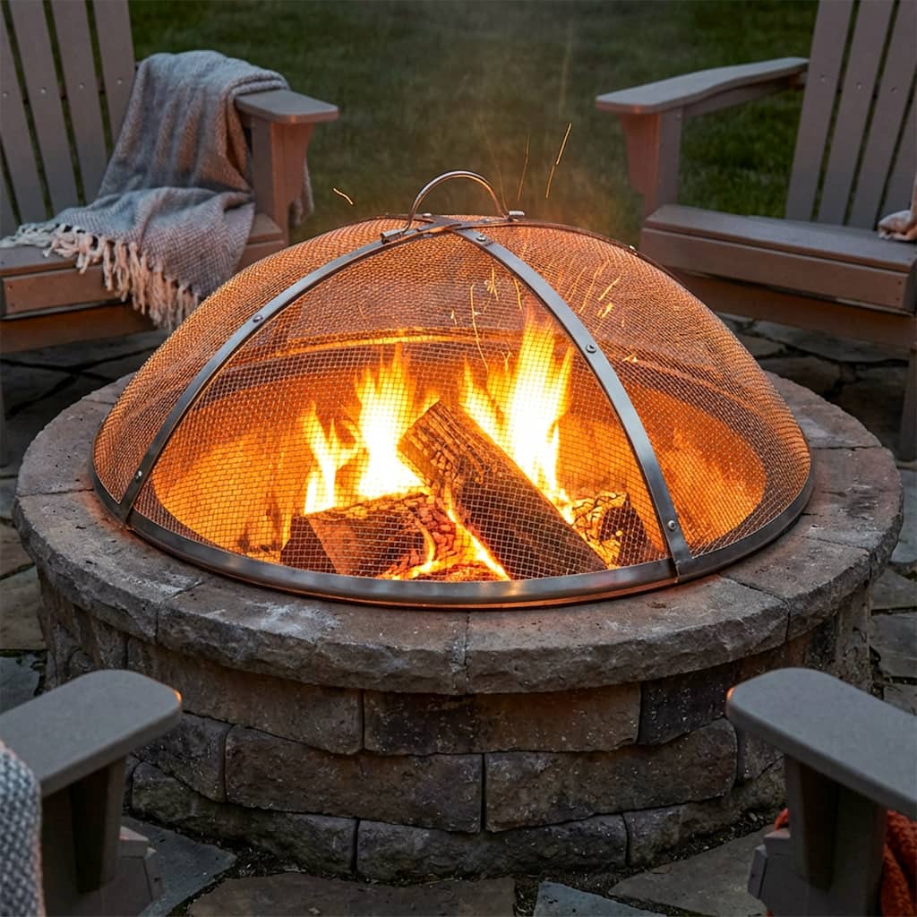 Sunnydaze Round Stainless Steel Fire Pit Spark Screen - 24" Diameter
