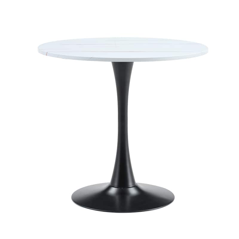 Round Dining Table, 31.5" Circle Tulip Table with Thickened Tabletop & Metal Pedestal, Mid Century Modern Bistro Table