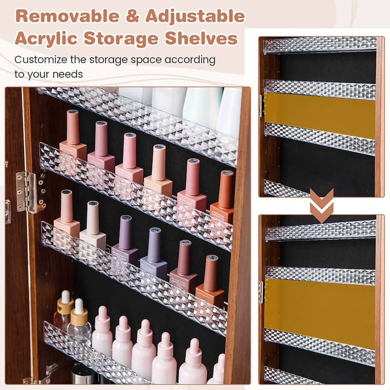 Gymax 64'' Jewelry Organizer Lockable Jewelry Cabinet Armoire w/