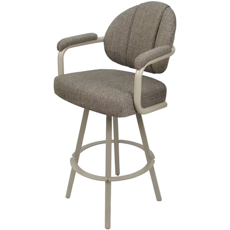 Swivel Metal Bar Stool M-70 on Warren Base - Plumley Cocoa - Beige - Bar Height
