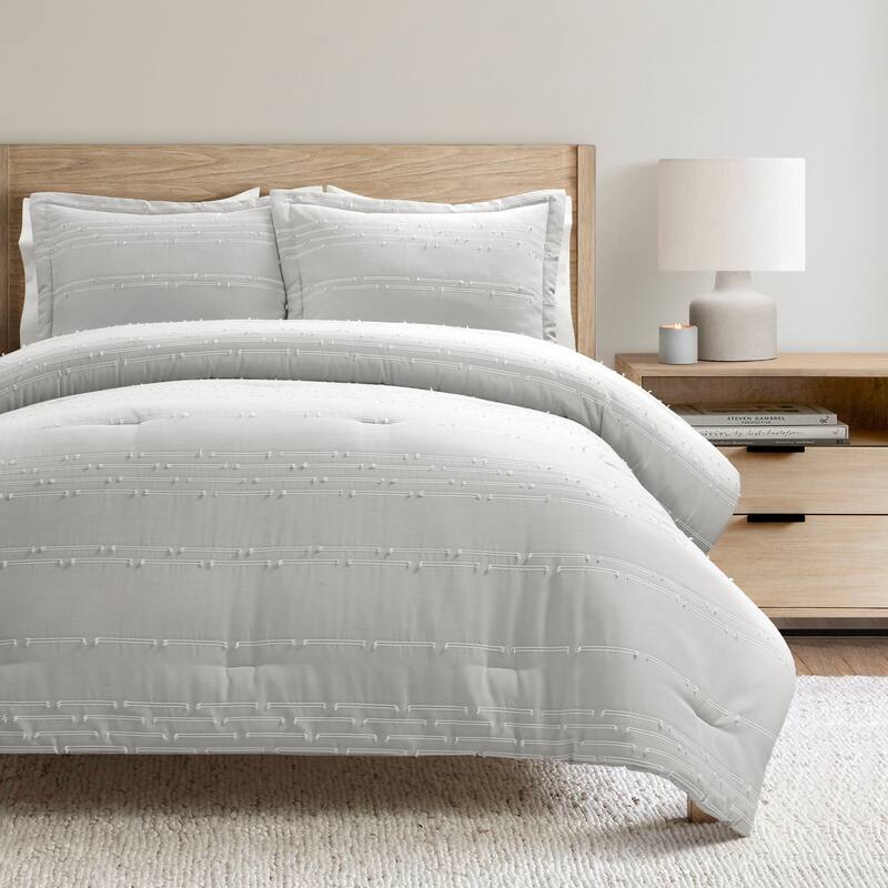 Lush Decor Clipped Stripe Jacquard Comforter 3 Piece Set