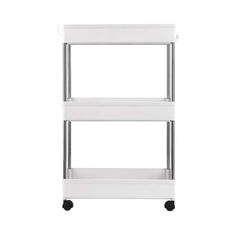 3-Layer Mobile Multi-functional Storage Cart,White