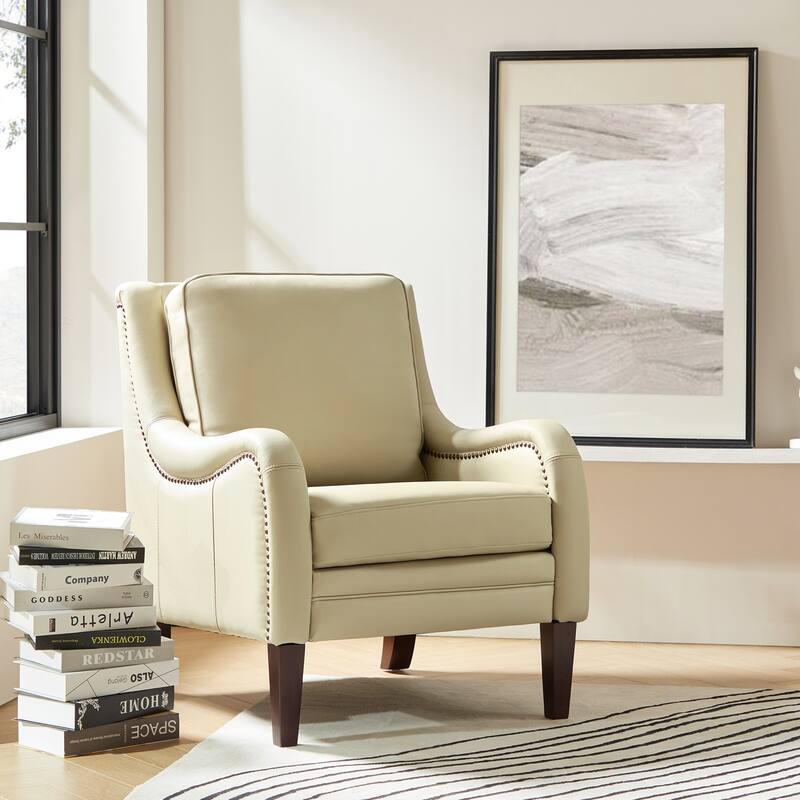 Pascual Comfy Living Room Armchair with Solid Wood Legs