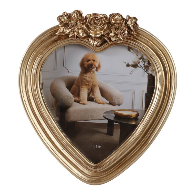 Polyresin Decorative Frame Photo Heart Shape Glam Style Ornate Accents