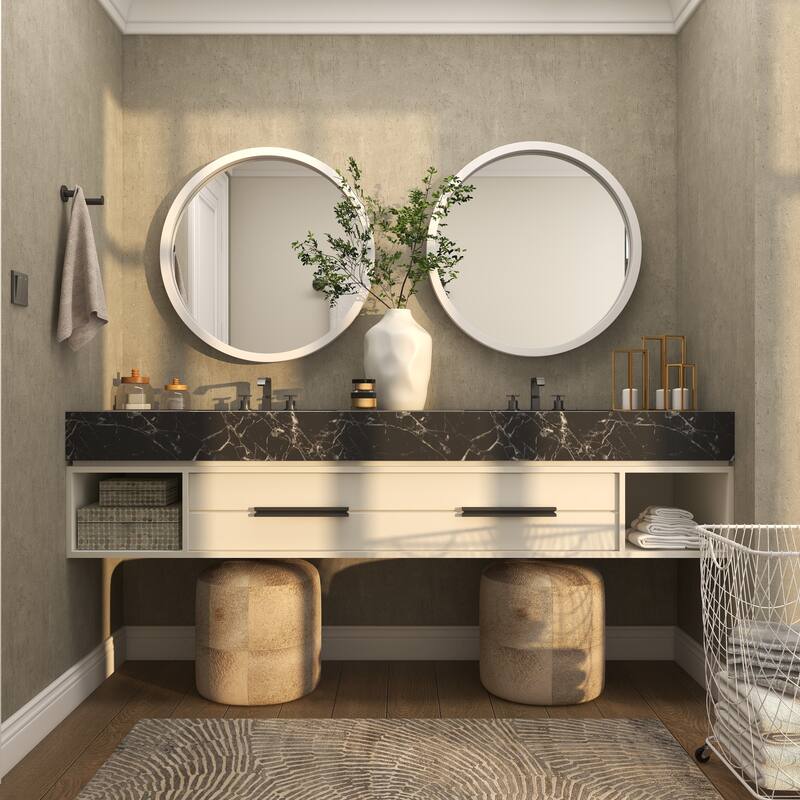 Black, White or Gold Wooden Room Wall Mirror with Thin Frame