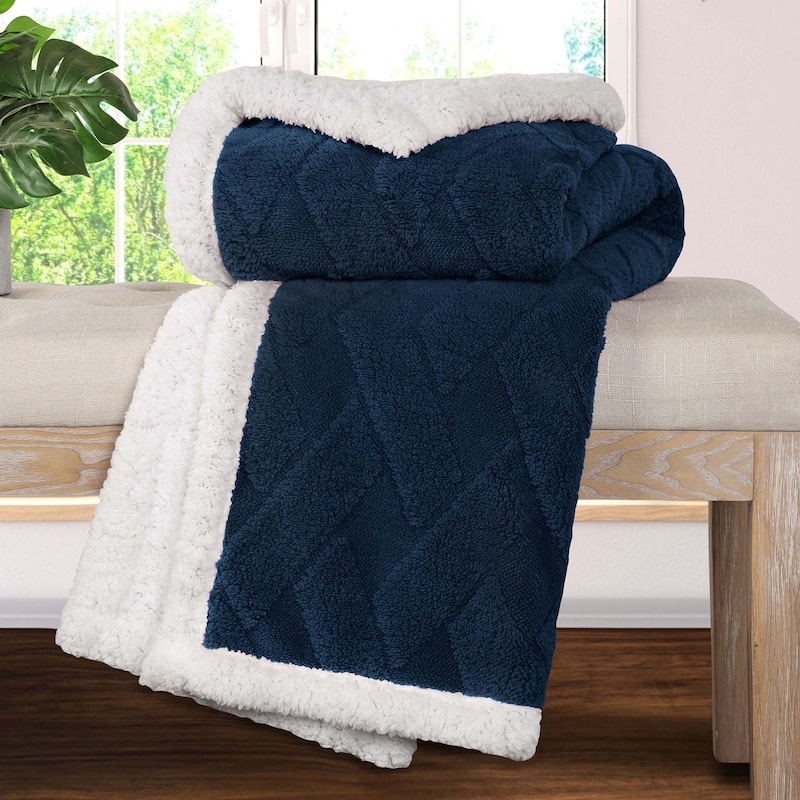 Superior Nuuk Jacquard Lattice Fluffy Sherpa Fleece Blanket