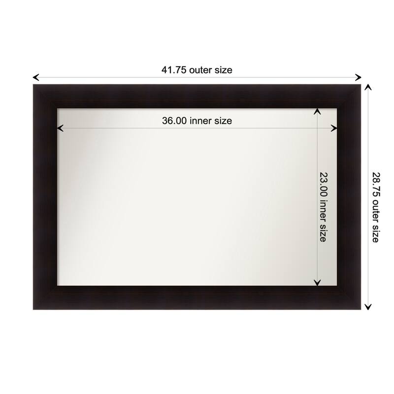 Portico Espresso Framed Non-Beveled Custom Wall Mirror, Bathroom Vanity Mirror - Outer Size: 41.75 x 28.75