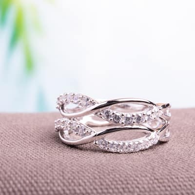 Miadora Sterling Silver Cubic Zirconia Multi-row Eternity Ring