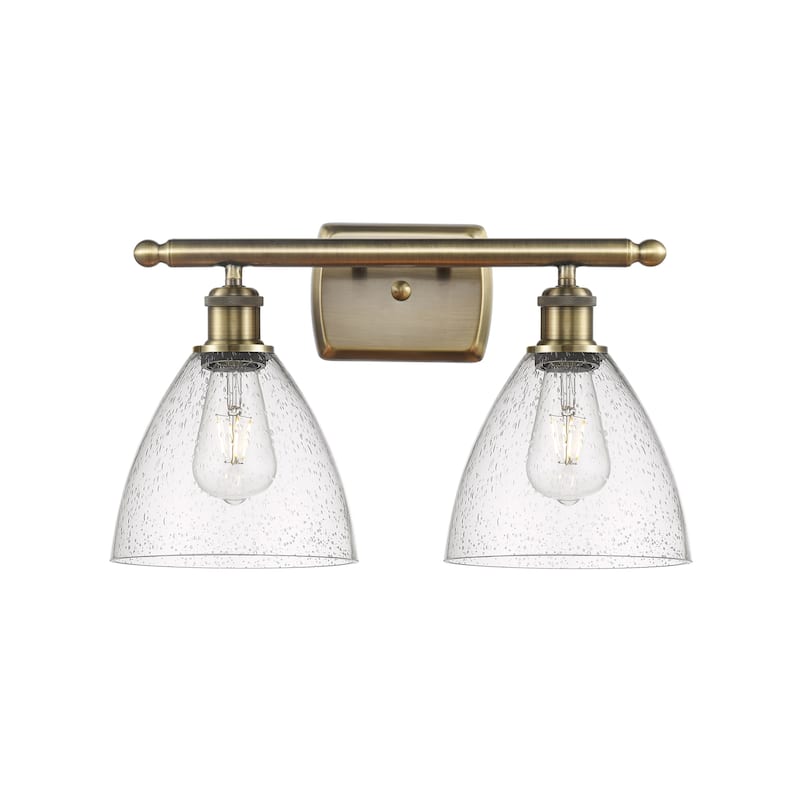 Innovations Lighting 516-2W-12-18 Bristol Vanity Bristol Glass 2 Light - Antique Brass / Seedy