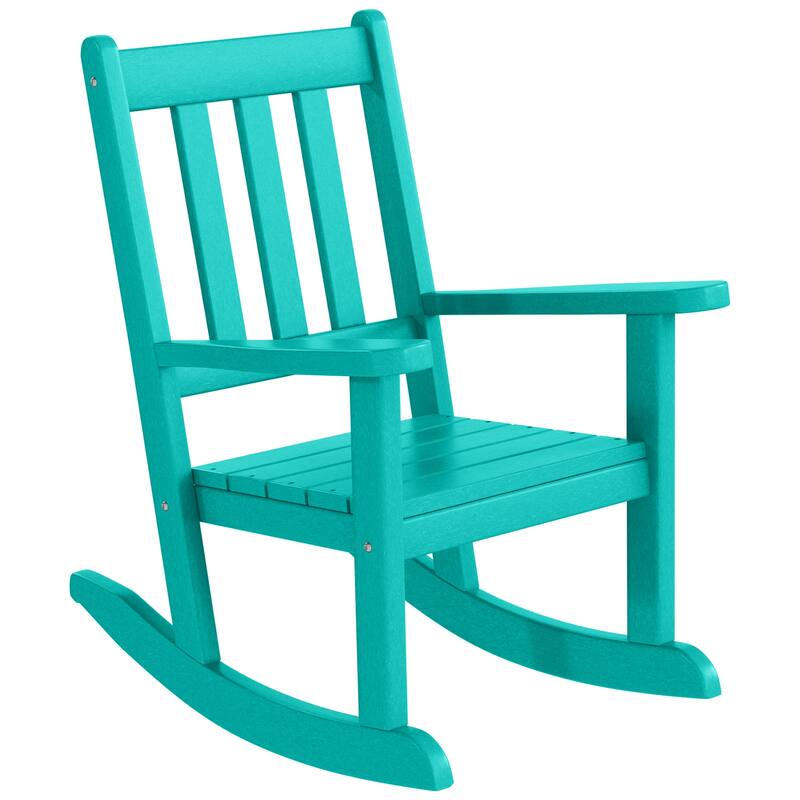 Laguna Kids Outdoor Poly Rocking Chair with Side Table 3-Piece Set