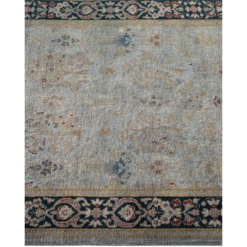 Overton Hand Knotted Wool Vintage Inspired Modern Contemporary Overdyed Gray Runner Rug - 2' 6" x 12' 3"