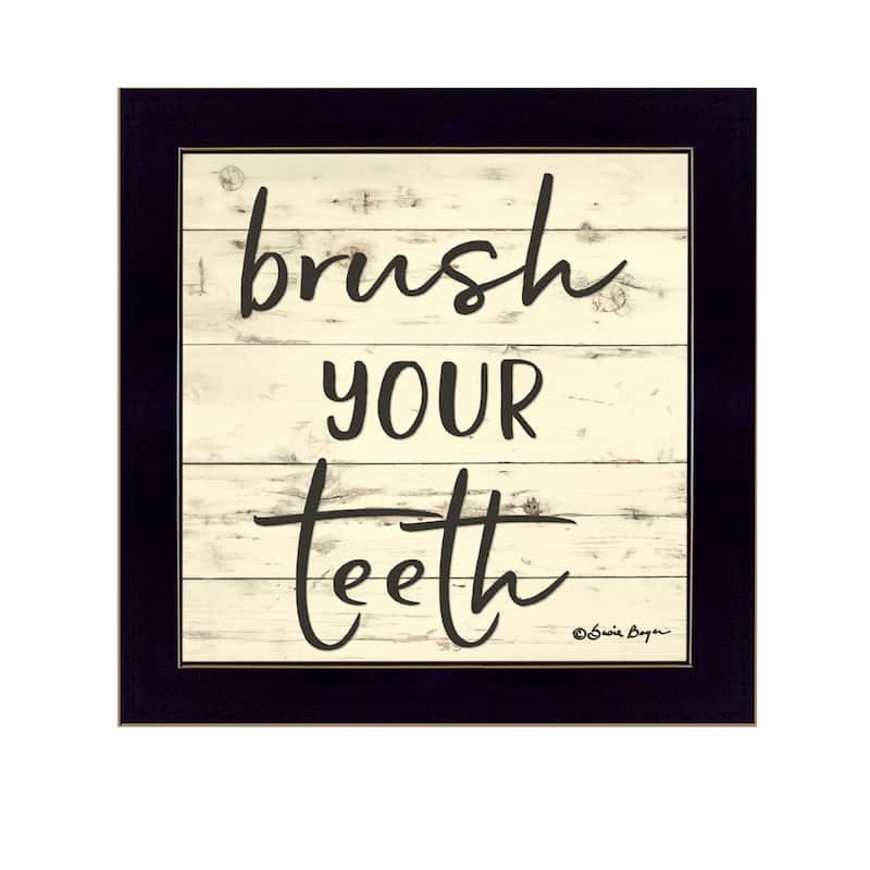 TrendyDecor4U Contemporary "Brush your Teeth" Framed Print Wall Art - Black