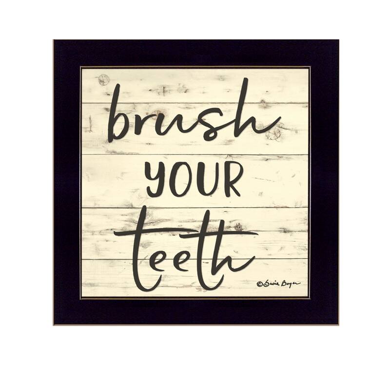 TrendyDecor4U Contemporary "Brush your Teeth" Framed Print Wall Art - Black