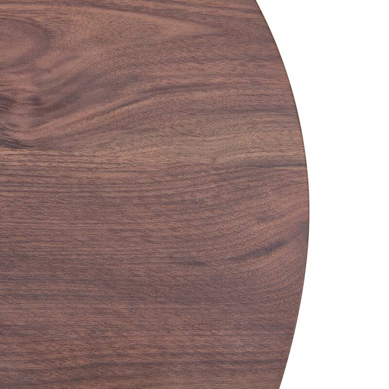 Medieval-Modern Coffee Table Set‌ – Classic Round Wood Grain Veneer Table with Matching Side Table