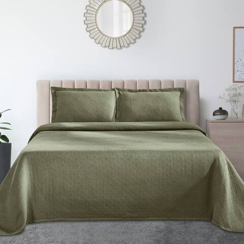 Superior Jacquard Matelasse Basket Cotton Bedspread Set