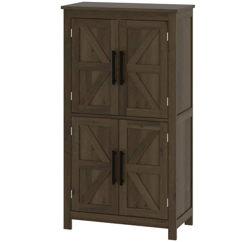 MDF Bathroom Cabinet with Four-Tier Shelves and Adjustable Storage and Protective Foot Pads - 23.6" L x 11.8" W x 43.3" H - Brown