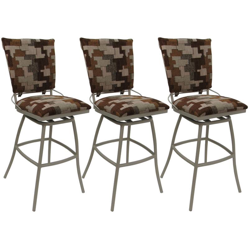 Set of 3 Outdoor Bar Stool Counter Extra Tall Jenna PB without Arms - Craftsman Terracotta - Beige - Bar Height