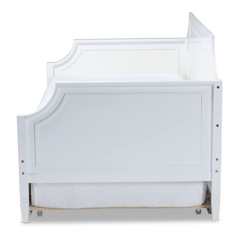 Twin Size Daybed with Trundle - Classic Wood Daybed for Guest Room, Living Room - White Finish