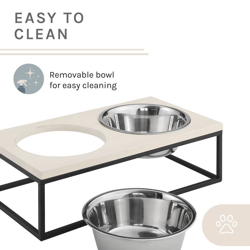 Dan Wood and Stainless steel Pet Bowl
