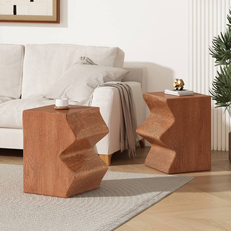 Outdoor & Indoor End Tables Set of 2 MGO Nesting Side Tables - Natural