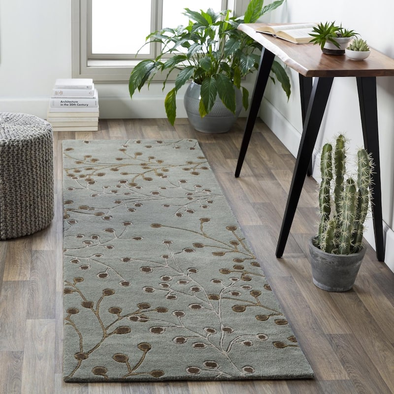 Livabliss Athena French Country Floral & Botanical Hand Tufted Area Rug - 3' x 12' Runner - Sage
