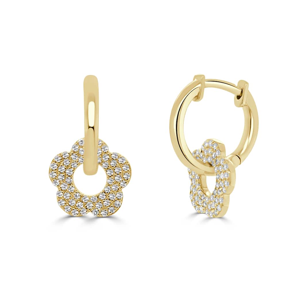 Joelle Collection 14K Yellow Gold Diamond Flower Earrings