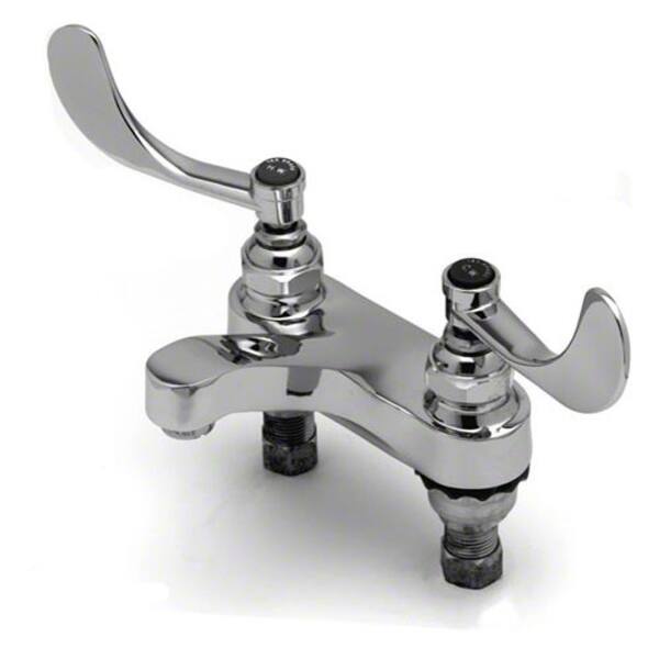 slide 2 of 2, T and S Brass Deck Mounted Lavatory Faucet with 4" Centers, 2.2 GPM