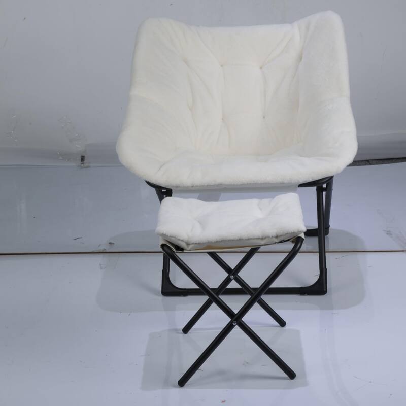 Comfy Folded Chair,Saucer Chair, Lounge Chair - XL Foldable Faux Fur Floor Seat, Non-Slip Base for Stability