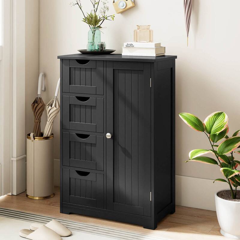 Costway Wooden 4 Drawer Bathroom Floor Cabinet Storage Cupboard 2