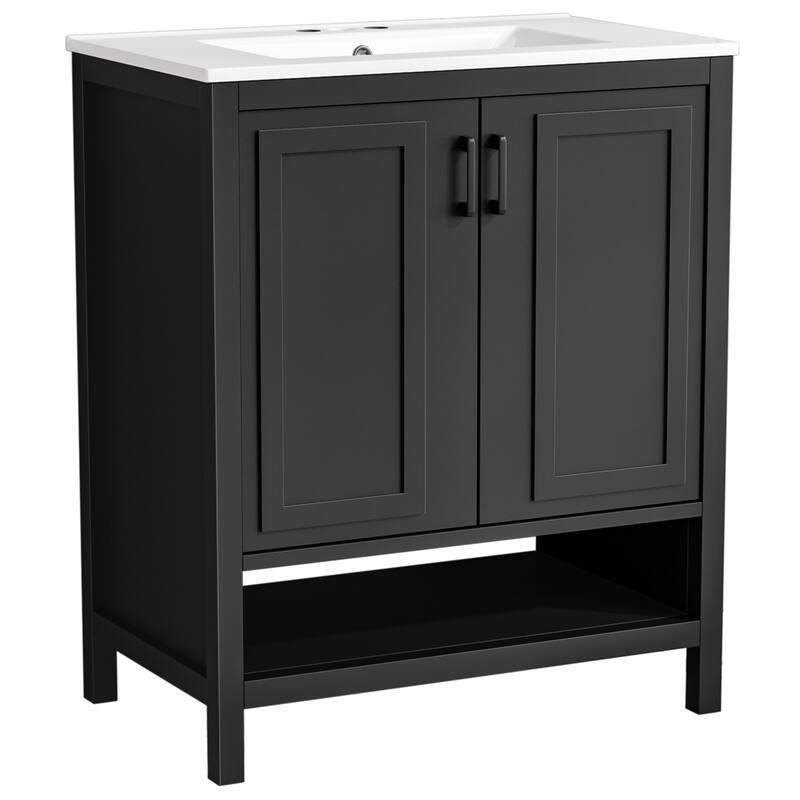 Anmytek 24'' Single Bathroom Vanity Cabinet with Ceramic Sink Combo Bathroom Storage Cabinet With Soft Close Doors