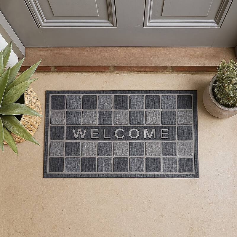 Welcome Rubber Door Mat 30x17 Inches - 30 L x 17 W x 1/4 H