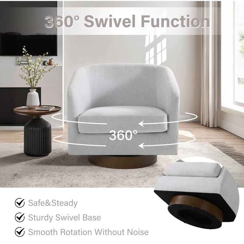 31.1'' W Modern Barrel Swivel Accent Chair