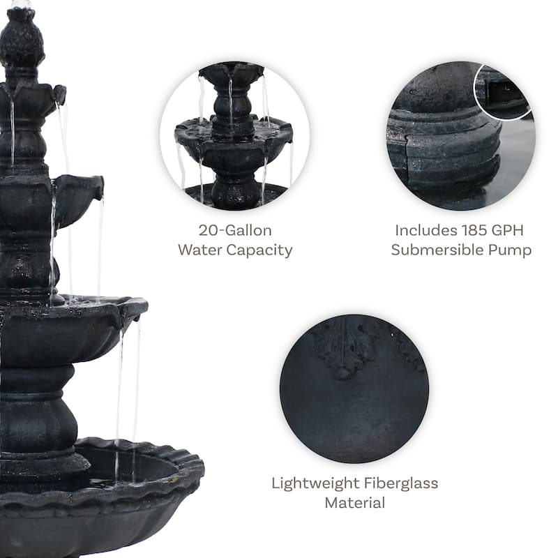 4-Tier Electric Pineapple Water Fountain Lightweight - Choose Color