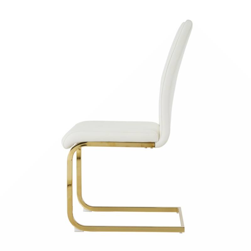 Dining Living Room Chairs Upholstered Chair with gold Metal Legs Design Set of 2
