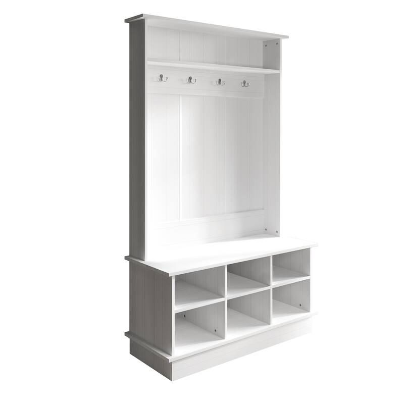 CraftPorch Modern and Contemporary Hall Tree with Storage - White