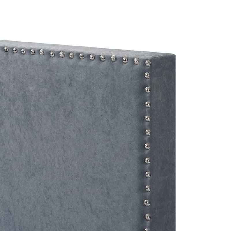 Upholstered Bed Frame Modern Platform Bed Frame with Nailhead Trim Adjustable Headboard/Wood Slat Support/No Box Spring Needed