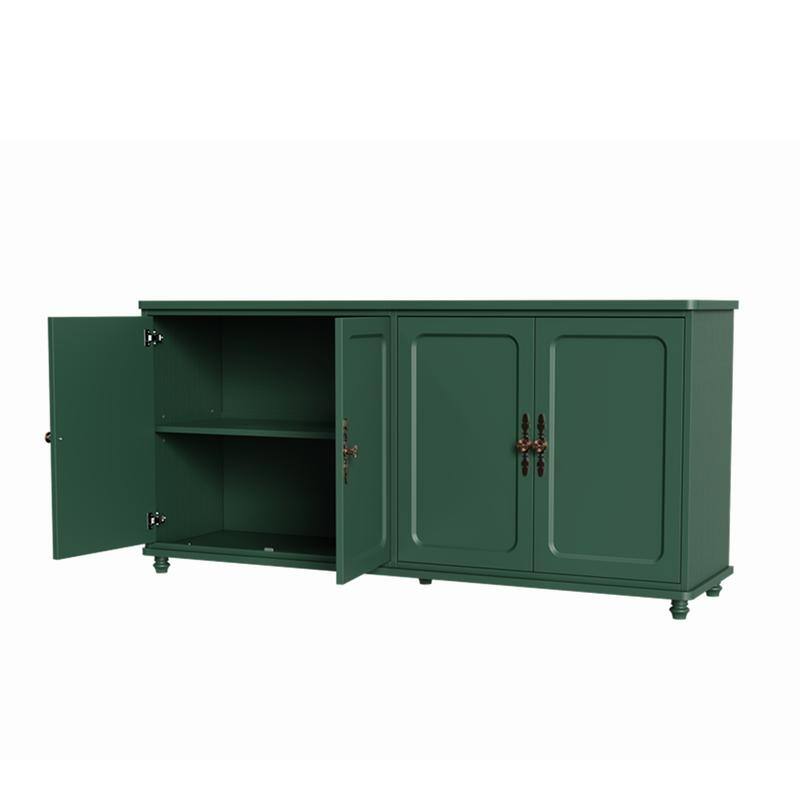 60"W Kitchen Buffet Sideboard Cabinet With Adjustable Shelves, 4 Doors Mid-Century Cupboard Set Of 2