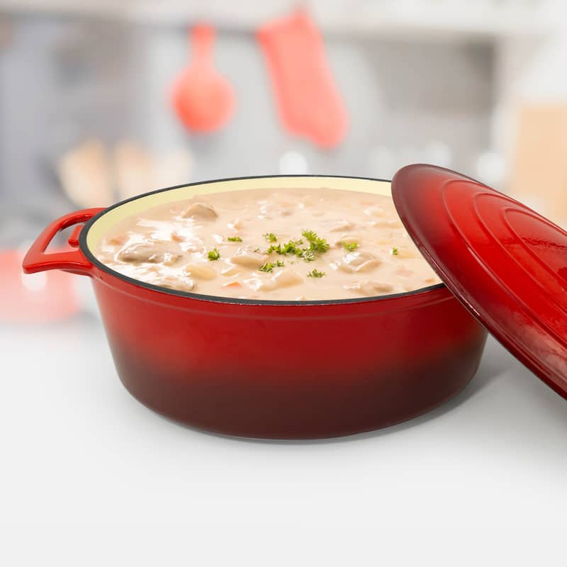 CookPro 6 Qt. Oval Casserole Pan with Red Coating