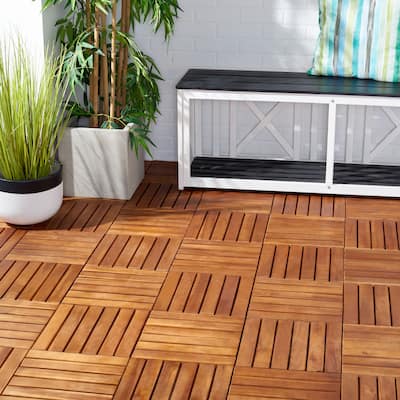 SAFAVIEH Outdoor Yara Wooden Floor Tile (10 Pack) - 12" W x 12" D x 1" H - 12Wx12Dx1H