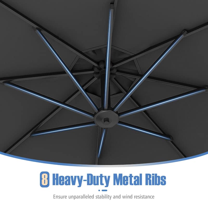 Costway 10 FT Offset Hanging Umbrella with Base Patio Cantilever