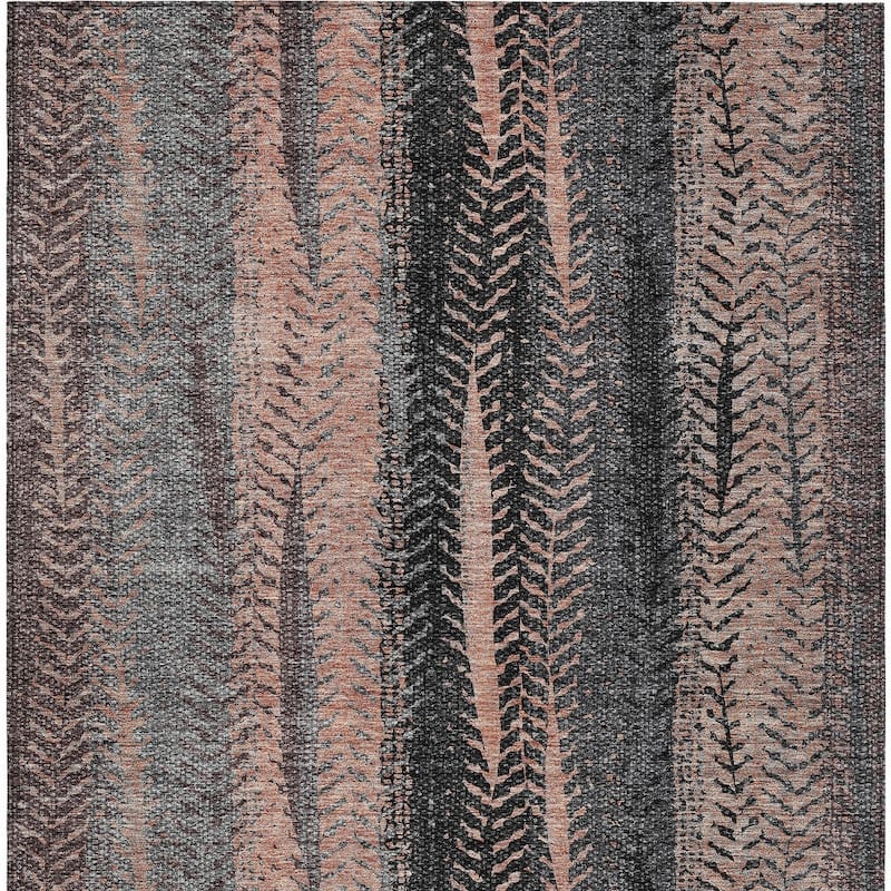 HomeRoots Botanical Leaves Transitional Rectangle Outdoor Rug