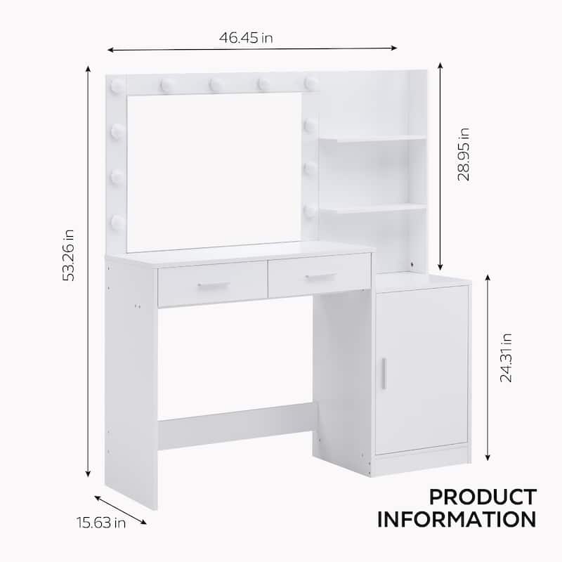 Vanity Desk with Mirror and Lights