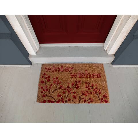 Williamsburg Winter Wishes Handwoven Coconut Fiber Doormat