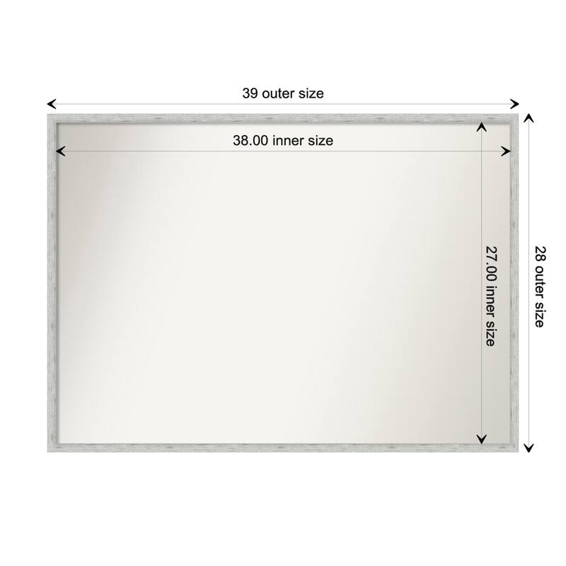 Imprint Non-Beveled Wood Framed Wall Mirror - Imprint Silver - Glass Size 38x27