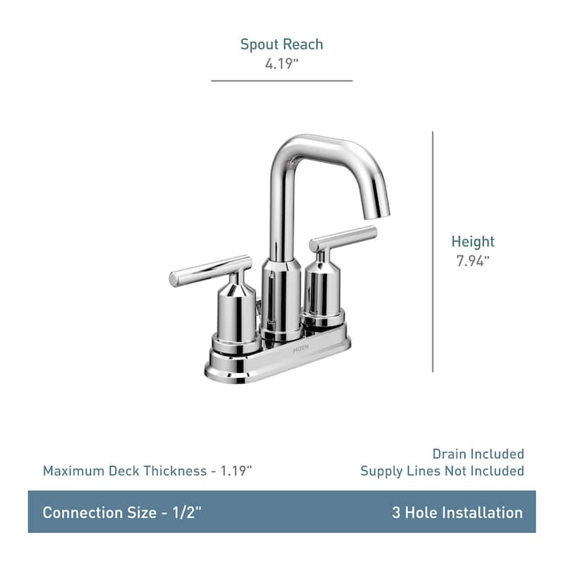 Moen Gibson Double Handle Centerset Bathroom Faucet with Duralast