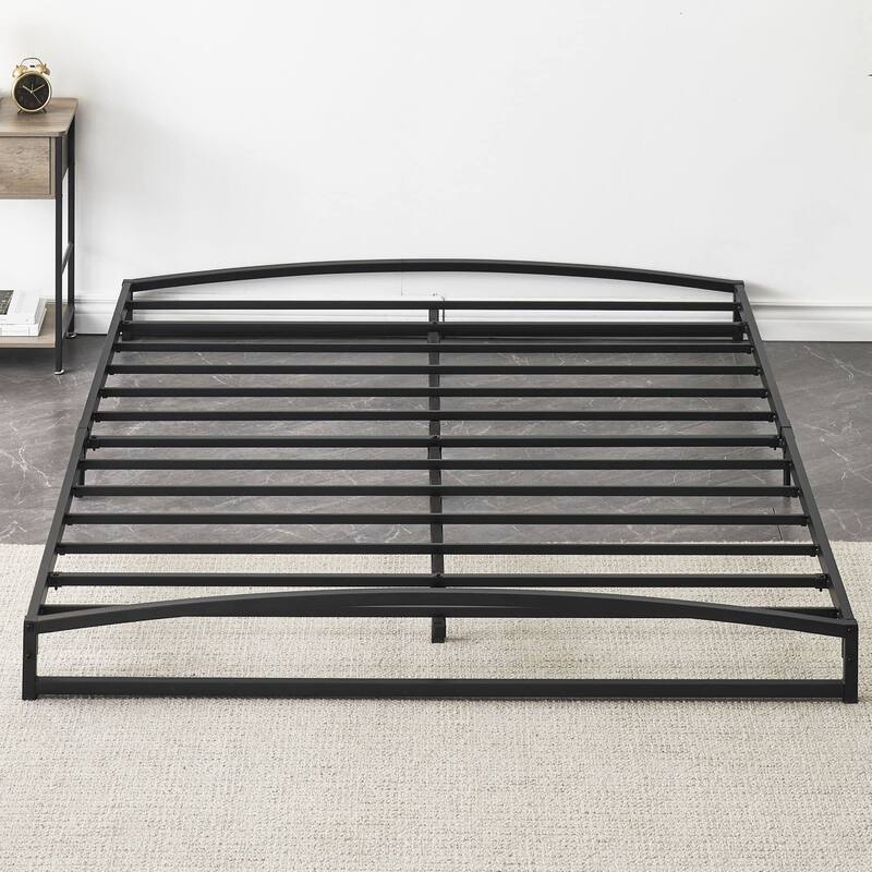 Low Bed Frame，Metal Platform Bed Frame with Arch Design