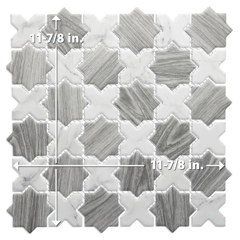 Merola Tile Llama 2" Star Silver Smoke w/Cal Cross 11-7/8" x 11-7/8" Porcelain Floor and Wall Tile