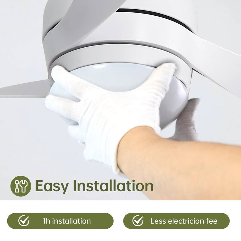 52" Smart Ceiling Fan with Light and Remote Control, 5 ABS Blades, LED Dimmable Optional