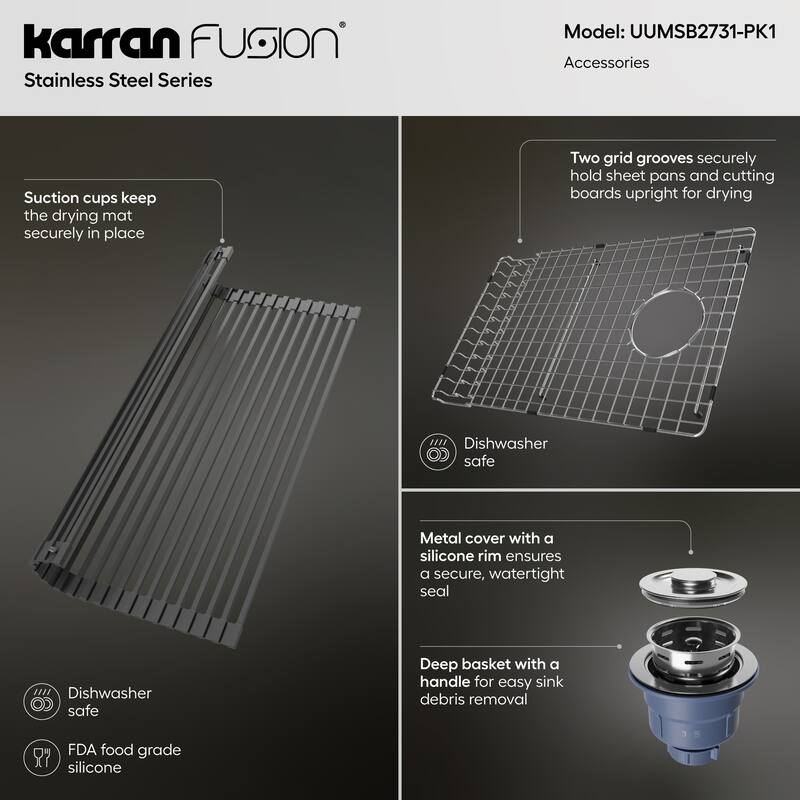 Karran Fusion Undermount 27-in x 18-1/4-in Stainless Steel Single Bowl Kitchen Sink