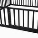 preview thumbnail 13 of 12, Twin Size Metal House-Shaped Bed with Fence and Door , Classic Design, Distressed Finish, and Imaginative Play Space